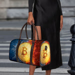 Fire And Water Bitcoin Print Duffle Bag