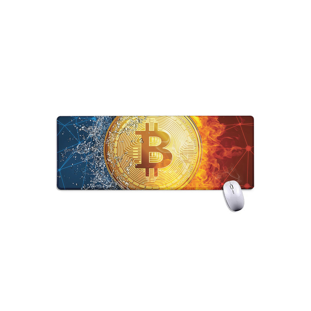 Fire And Water Bitcoin Print Extended Mouse Pad