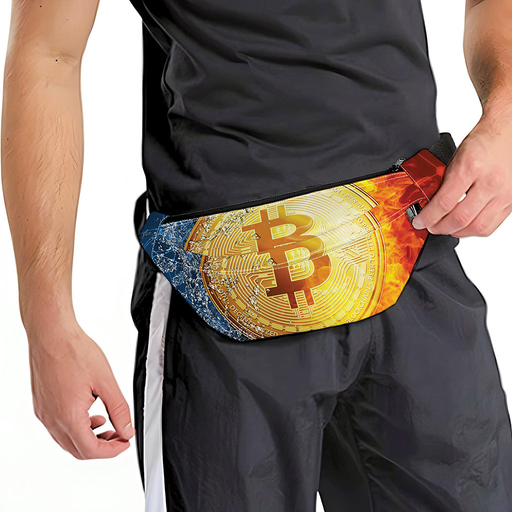 Fire And Water Bitcoin Print Fanny Pack