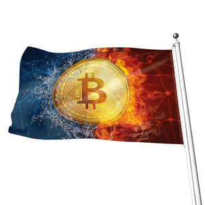 Fire And Water Bitcoin Print Flag