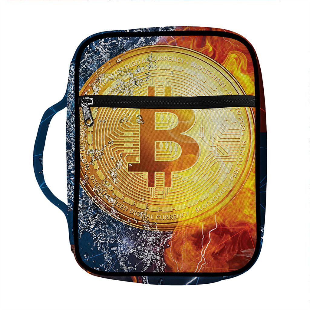 Fire And Water Bitcoin Print Front Pocket Bible Bag