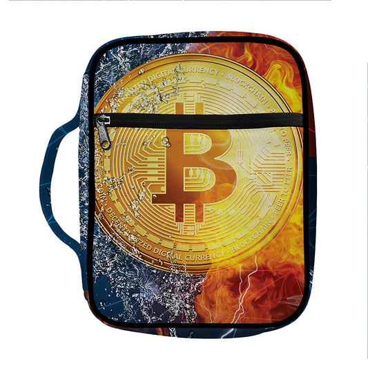 Fire And Water Bitcoin Print Front Pocket Bible Bag