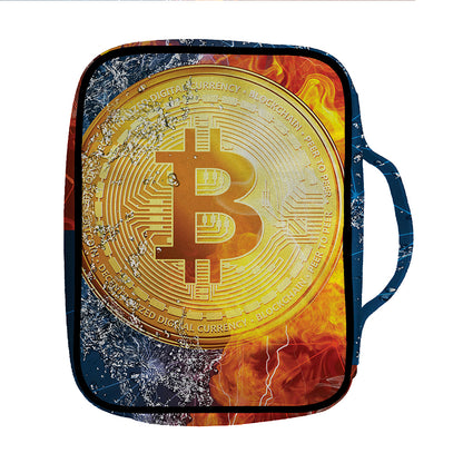 Fire And Water Bitcoin Print Front Pocket Bible Bag