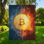 Fire And Water Bitcoin Print Garden Flag