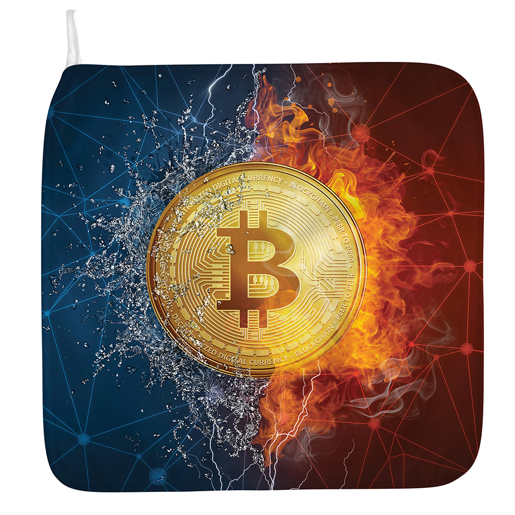 Fire And Water Bitcoin Print Hand Towel