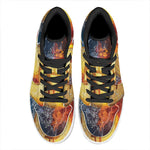 Fire And Water Bitcoin Print High Top Leather Sneakers
