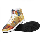 Fire And Water Bitcoin Print High Top Leather Sneakers