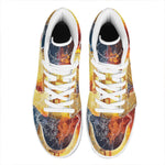 Fire And Water Bitcoin Print High Top Leather Sneakers