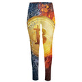 Fire And Water Bitcoin Print High-Waisted Pocket Leggings