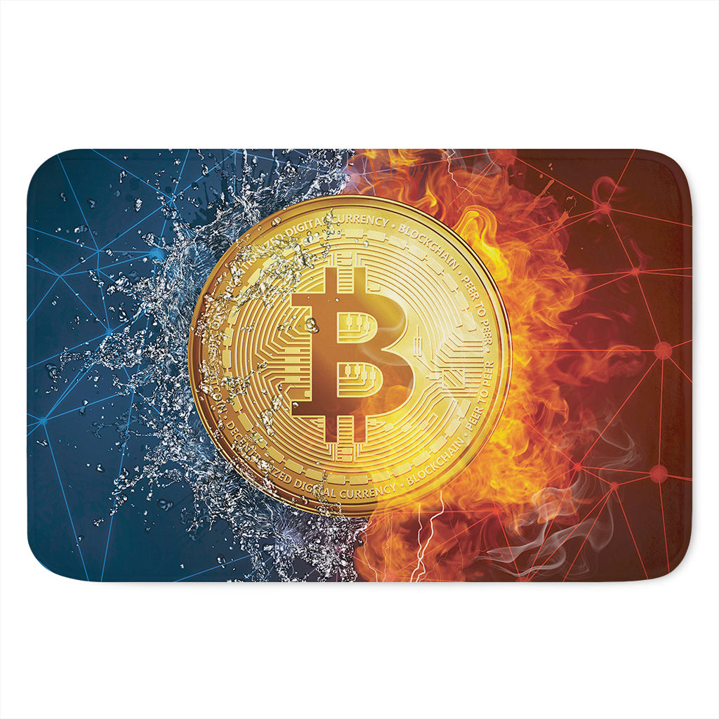 Fire And Water Bitcoin Print Indoor Door Mat