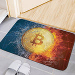 Fire And Water Bitcoin Print Indoor Door Mat