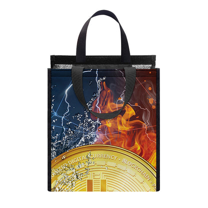 Fire And Water Bitcoin Print Insulated Lunch Tote