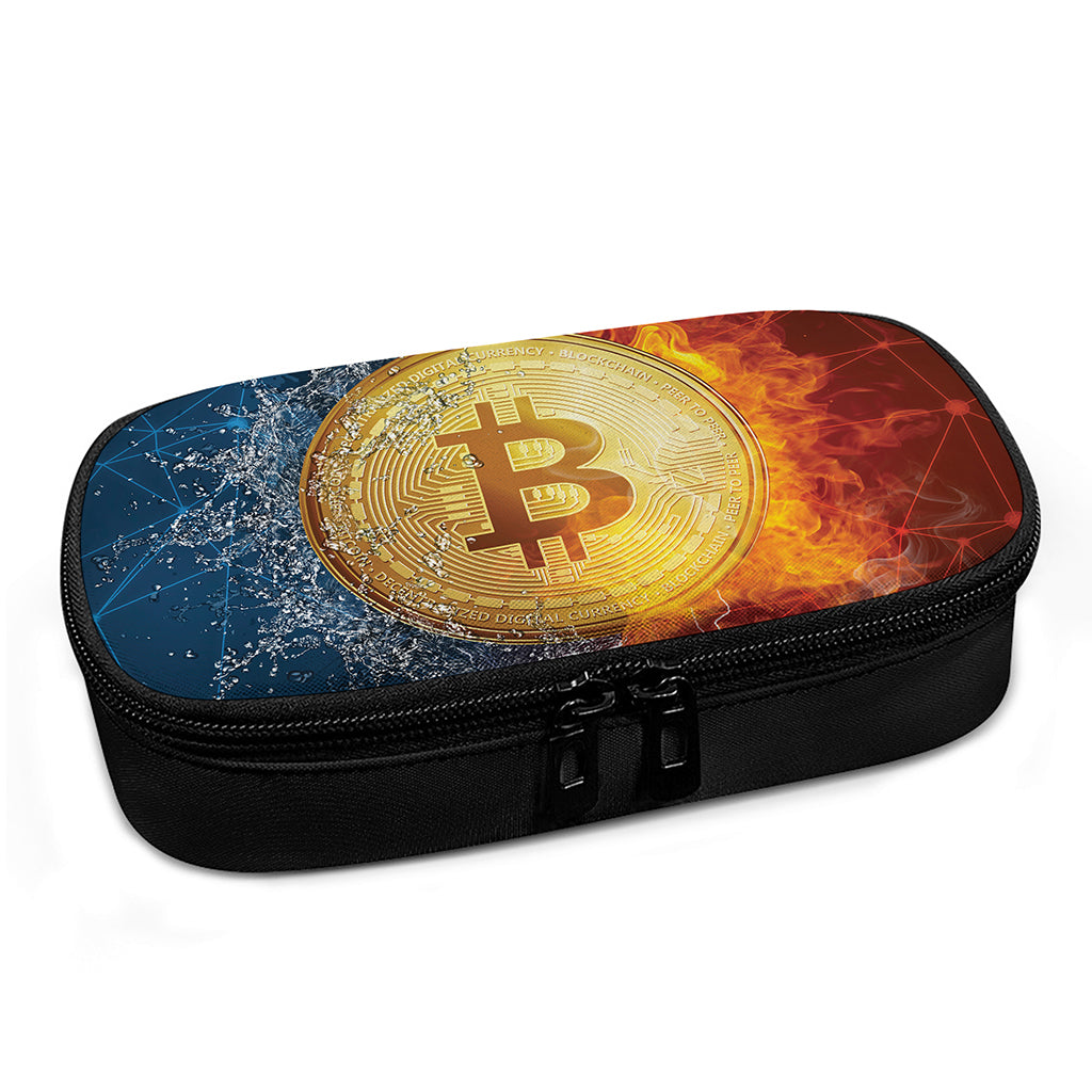 Fire And Water Bitcoin Print Insulin Cooler Travel Case