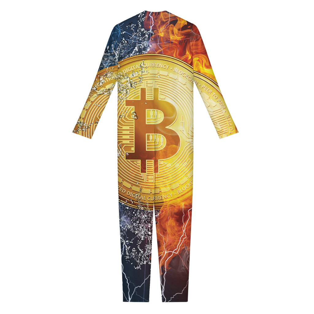 Fire And Water Bitcoin Print Jumpsuit