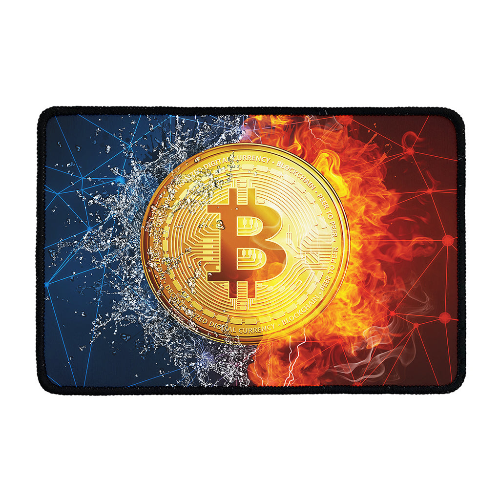 Fire And Water Bitcoin Print Kitchen Mat