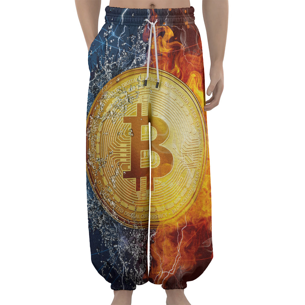 Fire And Water Bitcoin Print Lantern Pants