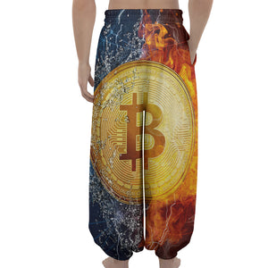 Fire And Water Bitcoin Print Lantern Pants