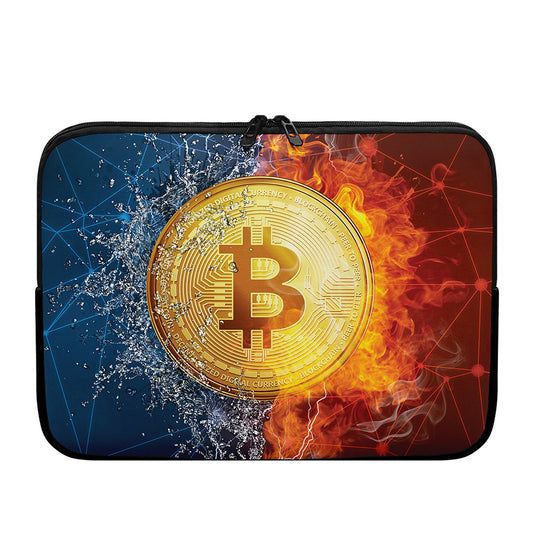 Fire And Water Bitcoin Print Laptop Sleeve