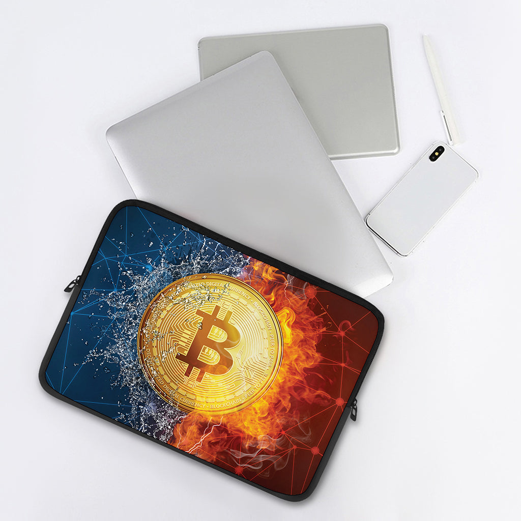 Fire And Water Bitcoin Print Laptop Sleeve