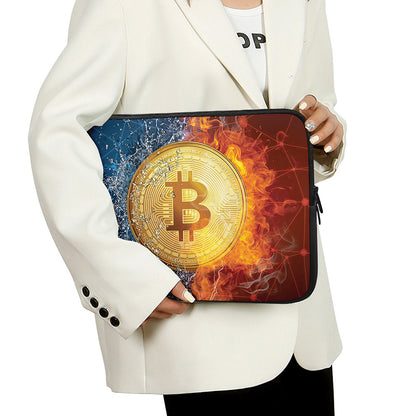 Fire And Water Bitcoin Print Laptop Sleeve