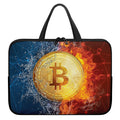 Fire And Water Bitcoin Print Laptop Sleeve With Handle