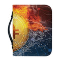 Fire And Water Bitcoin Print Leather Bible Cover