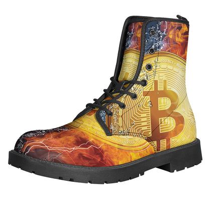 Fire And Water Bitcoin Print Backpack