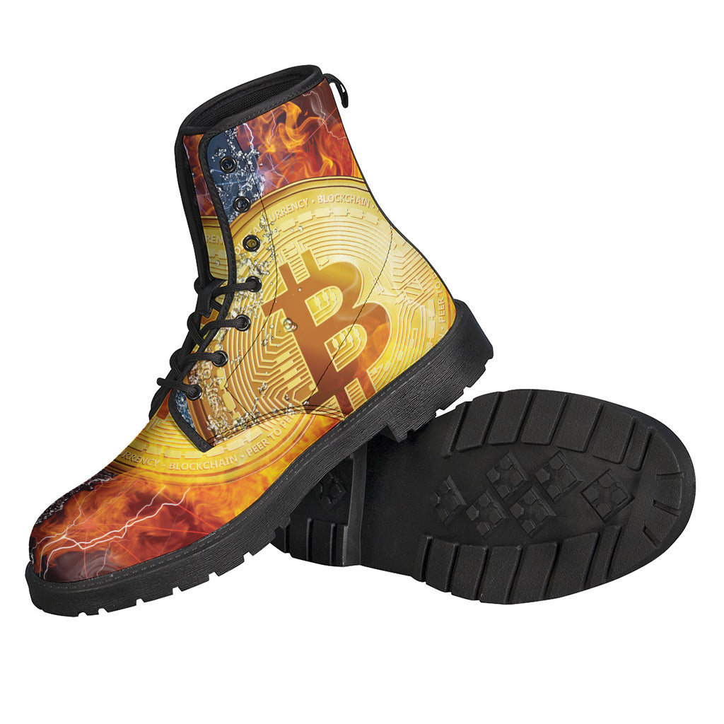 Fire And Water Bitcoin Print Backpack