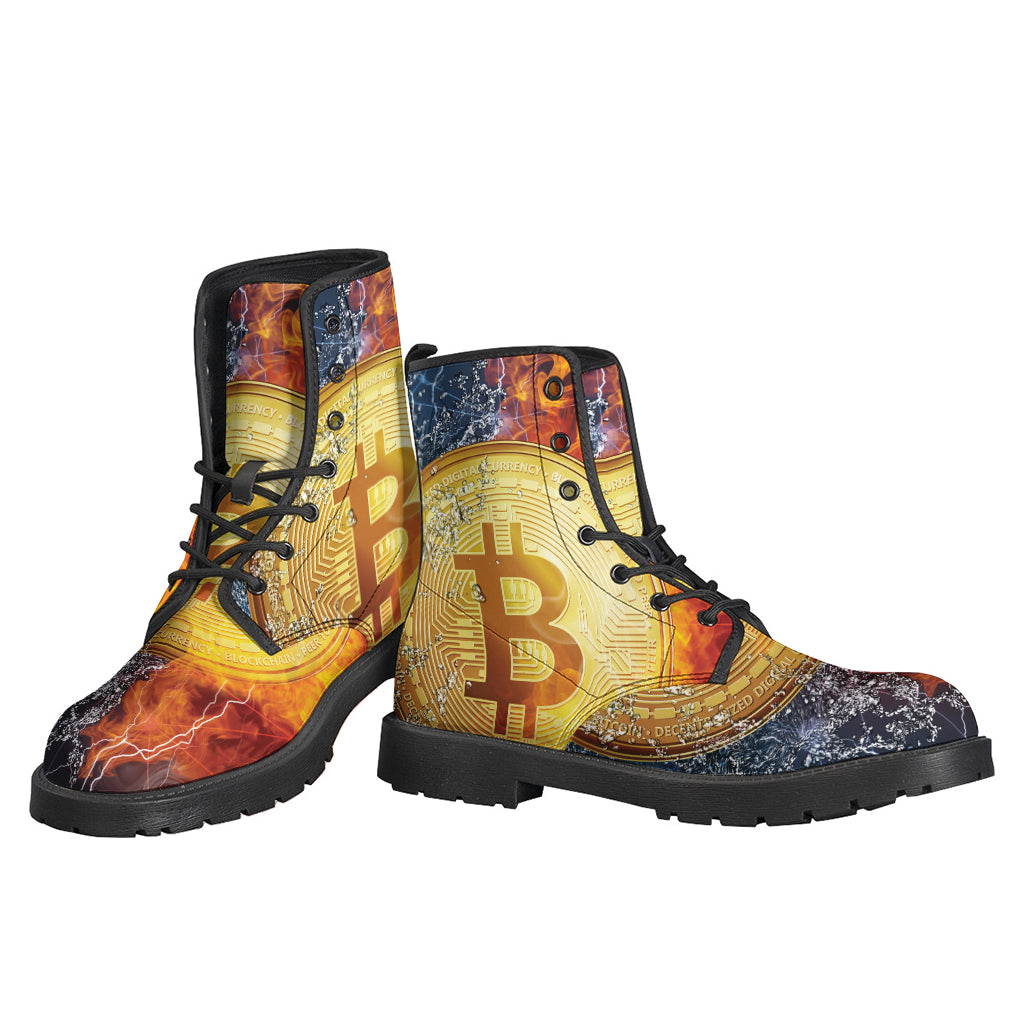 Fire And Water Bitcoin Print Backpack