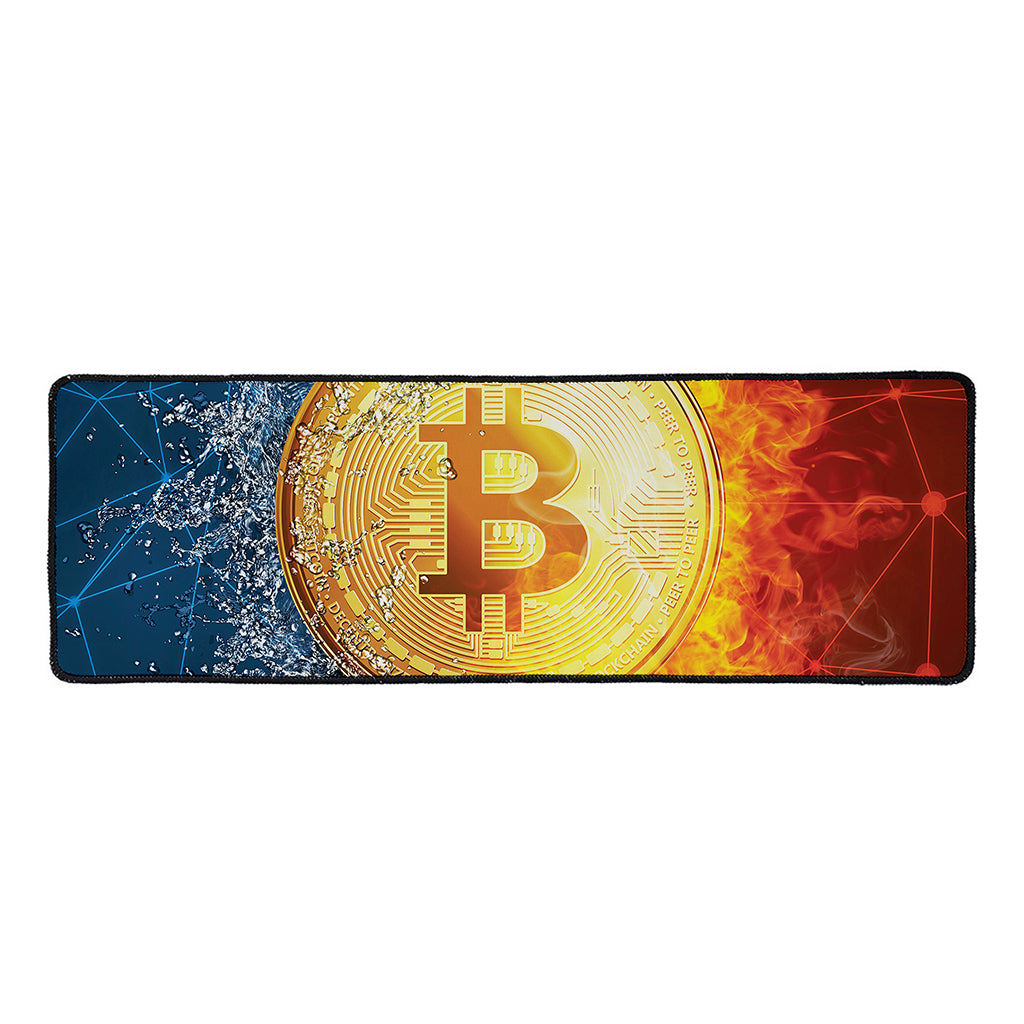 Fire And Water Bitcoin Print Long Kitchen Mat