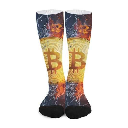 Fire And Water Bitcoin Print Long Socks