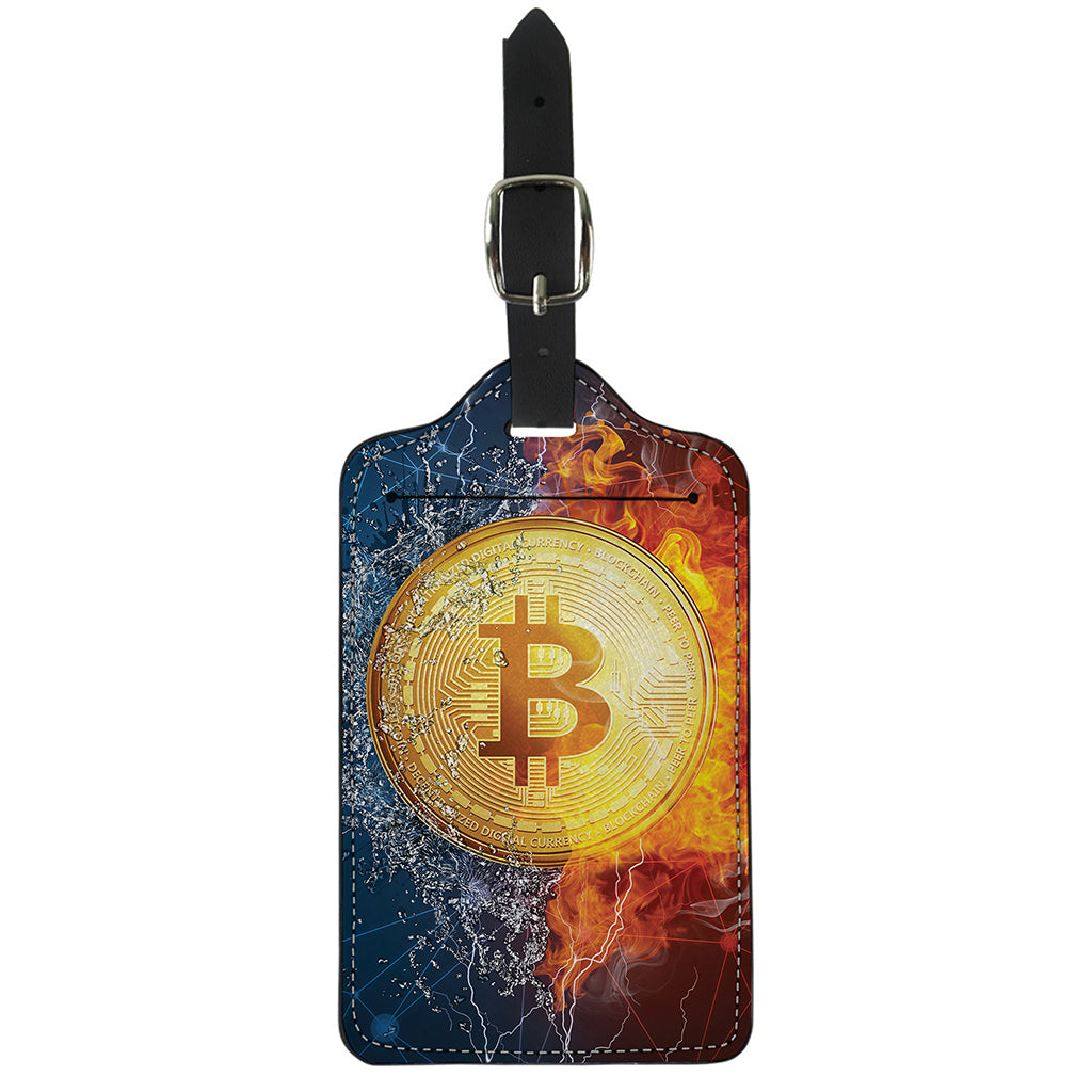 Fire And Water Bitcoin Print Luggage Tag