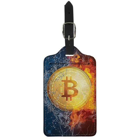 Fire And Water Bitcoin Print Luggage Tag