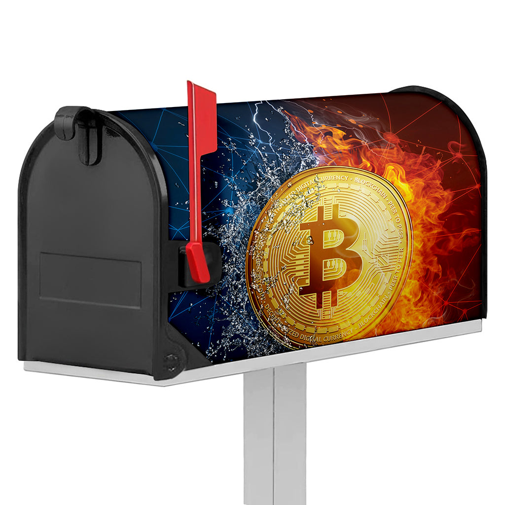 Fire And Water Bitcoin Print Mailbox Cover