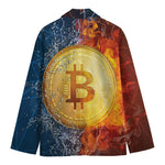 Fire And Water Bitcoin Print Men's Blazer