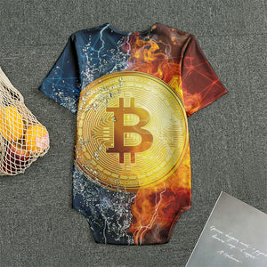 Fire And Water Bitcoin Print Men's Bodysuit