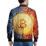 Fire And Water Bitcoin Print Men's Bomber Jacket