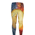 Fire And Water Bitcoin Print Men's Leggings