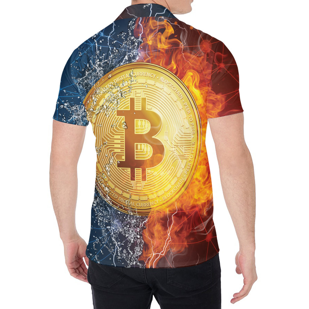 Fire And Water Bitcoin Print Men's Shirt