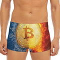 Fire And Water Bitcoin Print Men's Short Boxer Briefs