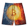 Fire And Water Bitcoin Print Men's Swim Trunks