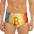 Fire And Water Bitcoin Print Men's Triangle Swim Briefs