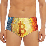 Fire And Water Bitcoin Print Men's Triangle Swim Briefs