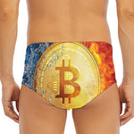 Fire And Water Bitcoin Print Men's Triangle Swim Briefs
