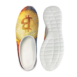 Fire And Water Bitcoin Print Mesh Casual Shoes