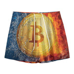 Fire And Water Bitcoin Print Mesh Shorts