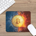 Fire And Water Bitcoin Print Mouse Pad