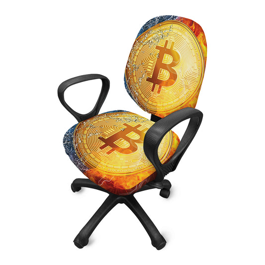 Fire And Water Bitcoin Print Office Chair Cover