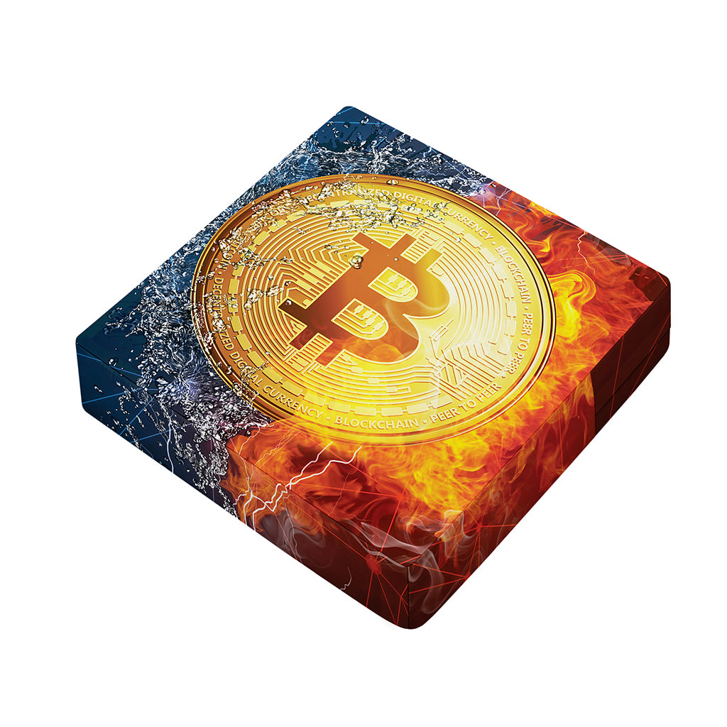 Fire And Water Bitcoin Print Outdoor Seat Cushion Cover