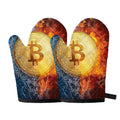 Fire And Water Bitcoin Print Oven Mitts